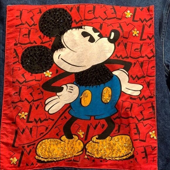 Vintage Mickey Mouse Beaded Jean Jacket - Picture 3 of 5